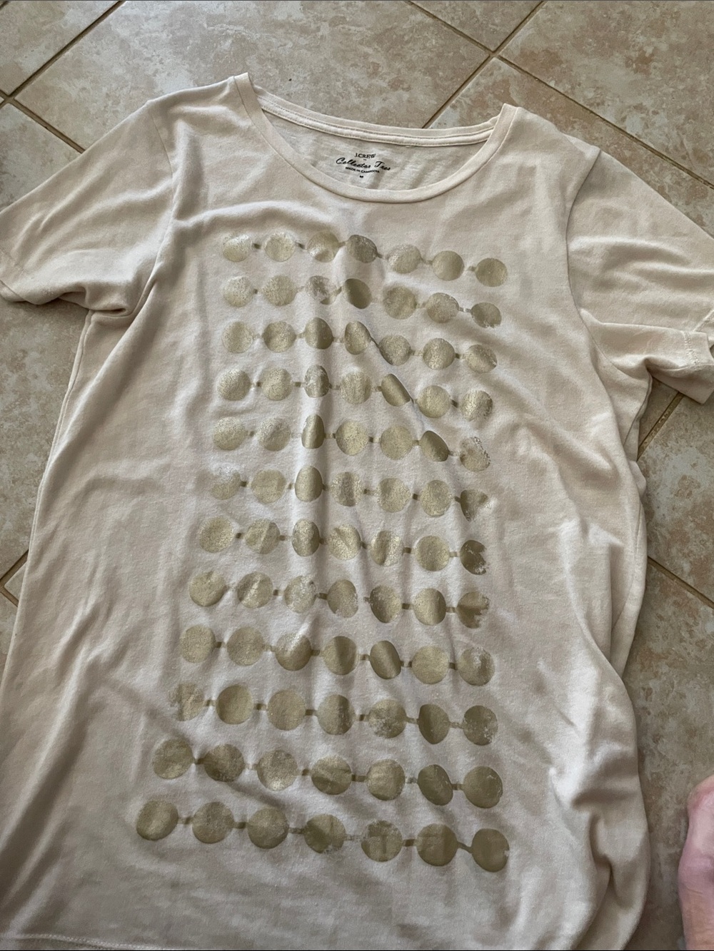 Collection B Cream Scoop Neck Top with Metallic Dot Print